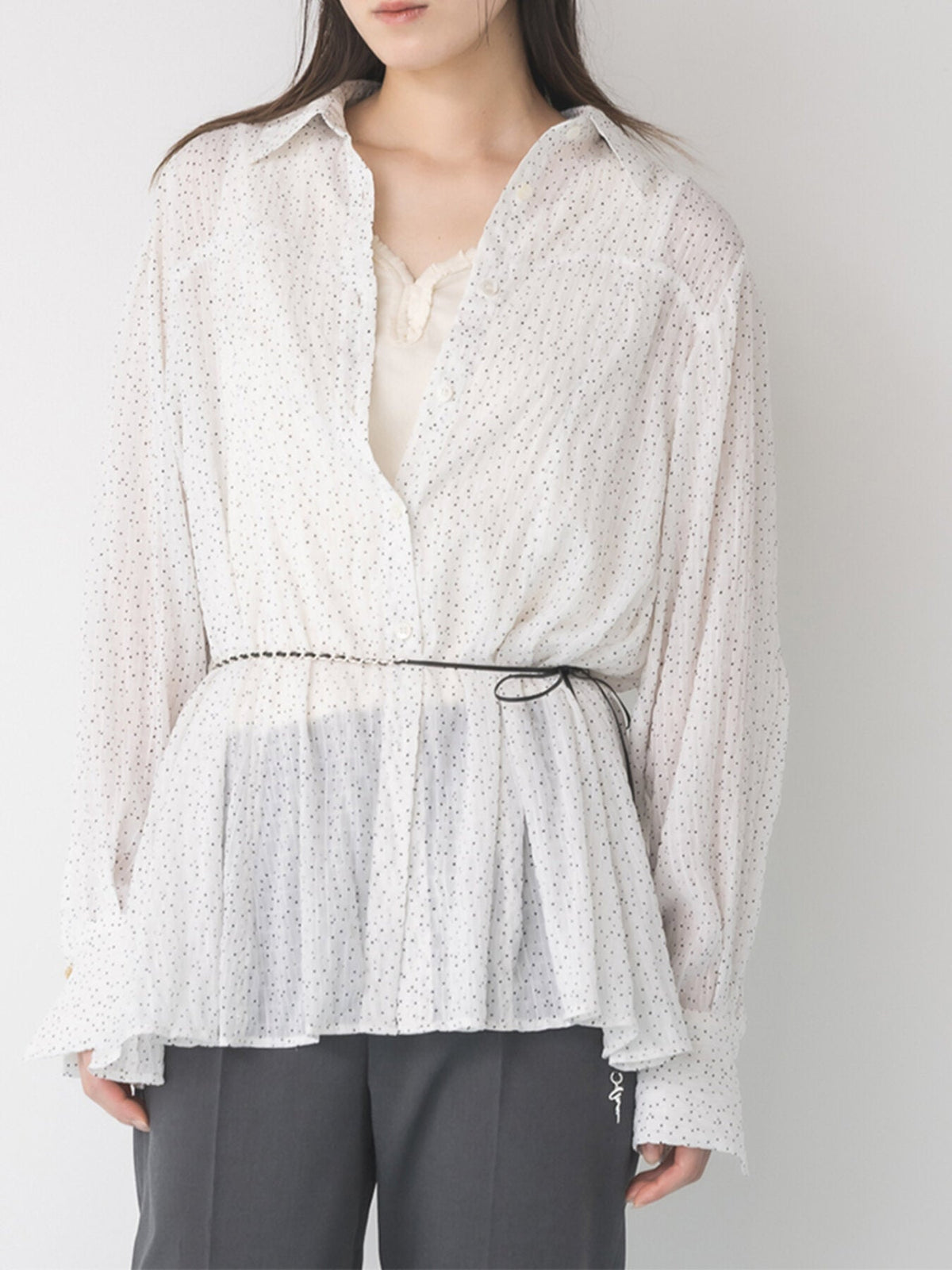 【Mewl 2027 PRE SPRING】DOT SHEER SHIRT - 1月中旬頃発送 - Champdelarose