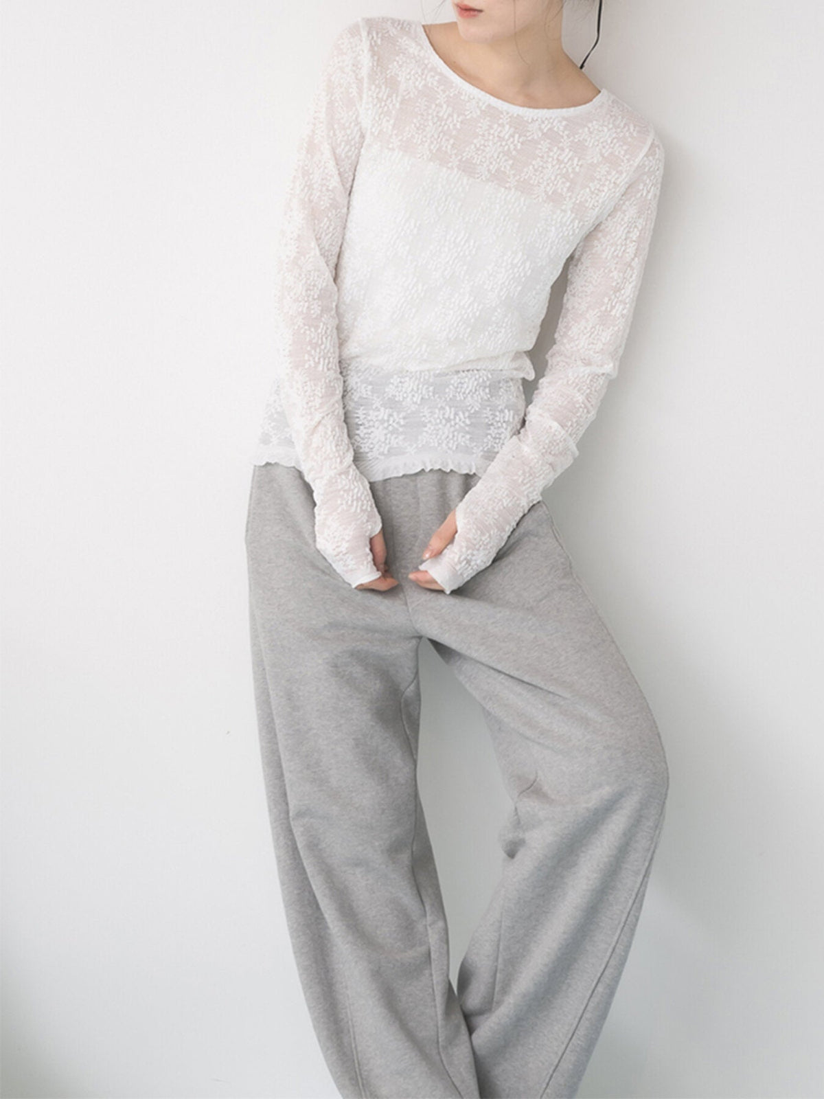 【Mewl 2027 PRE SPRING】LACE LONG SLEEVE TOP - 1月中旬頃発送 - Champdelarose