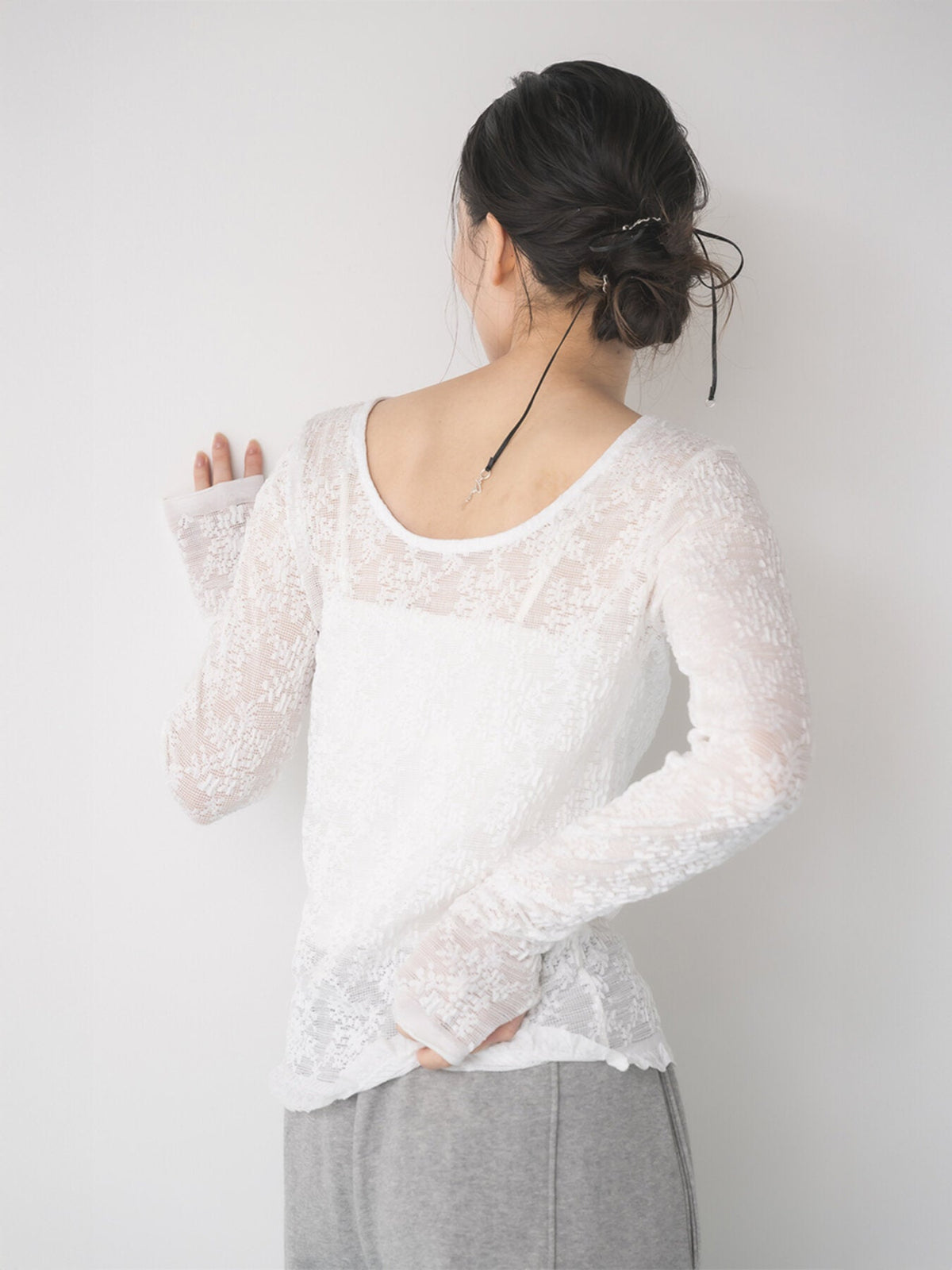 【Mewl 2027 PRE SPRING】LACE LONG SLEEVE TOP - 1月中旬頃発送 - Champdelarose
