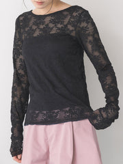 【Mewl 2027 PRE SPRING】LACE LONG SLEEVE TOP - 1月中旬頃発送 - Champdelarose