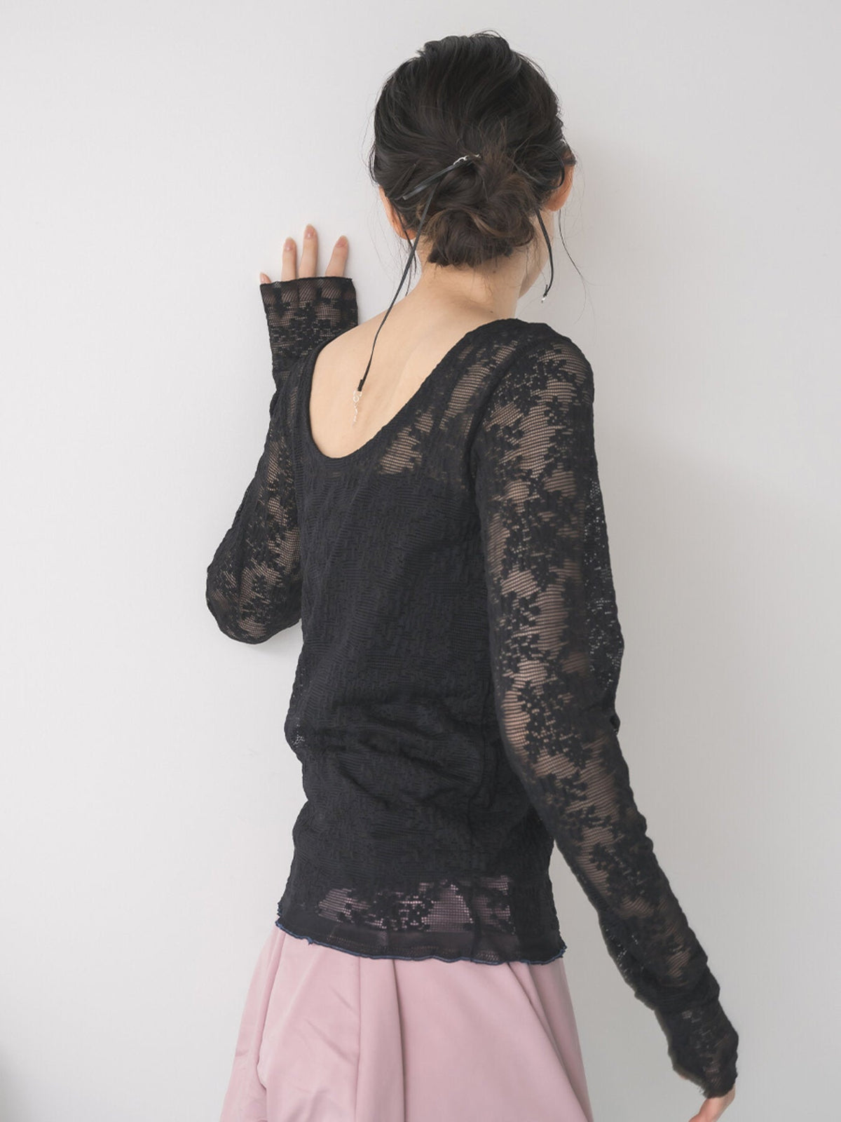 【Mewl 2027 PRE SPRING】LACE LONG SLEEVE TOP - 1月中旬頃発送 - Champdelarose