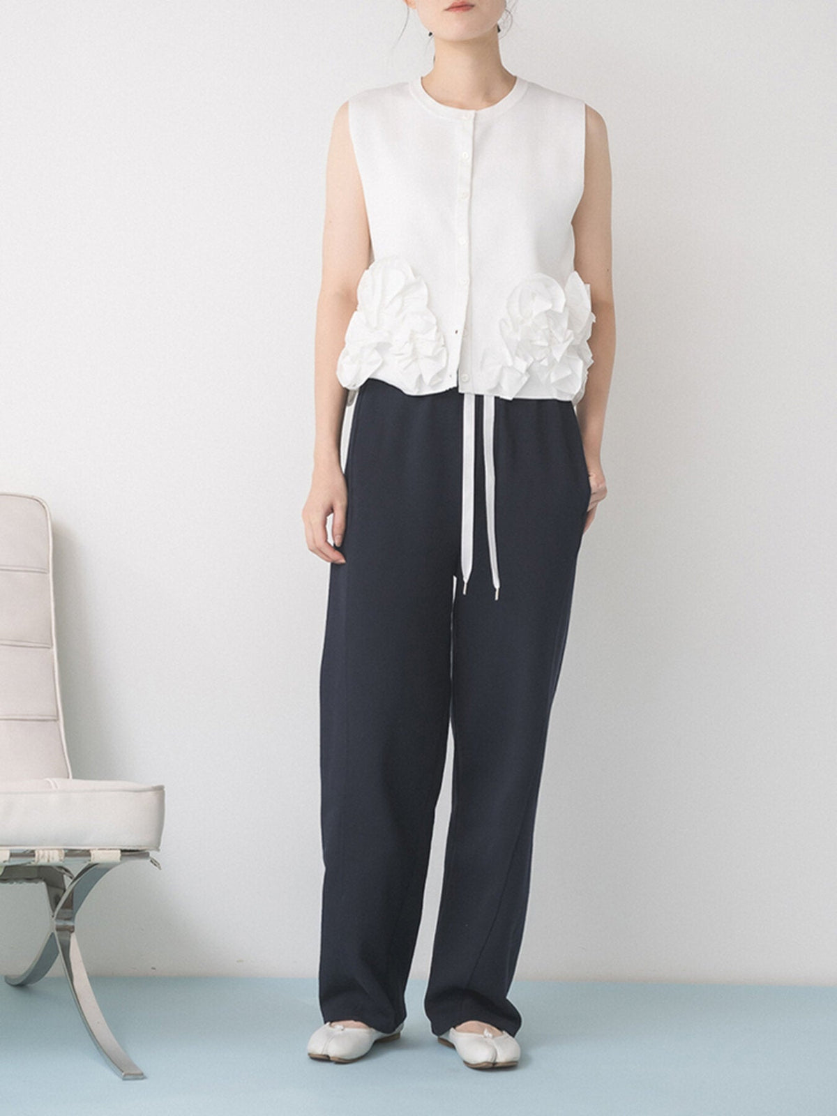【Mewl 2027 PRE SPRING】PEPLUM KNIT VEST - 1月中旬頃発送 - Champdelarose
