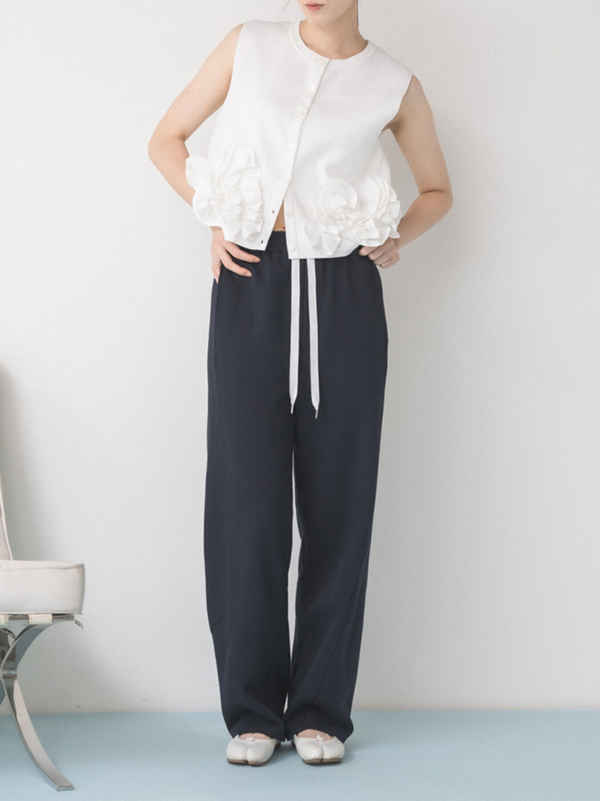【Mewl 2027 PRE SPRING】PEPLUM KNIT VEST - 1月中旬頃発送 - Champdelarose