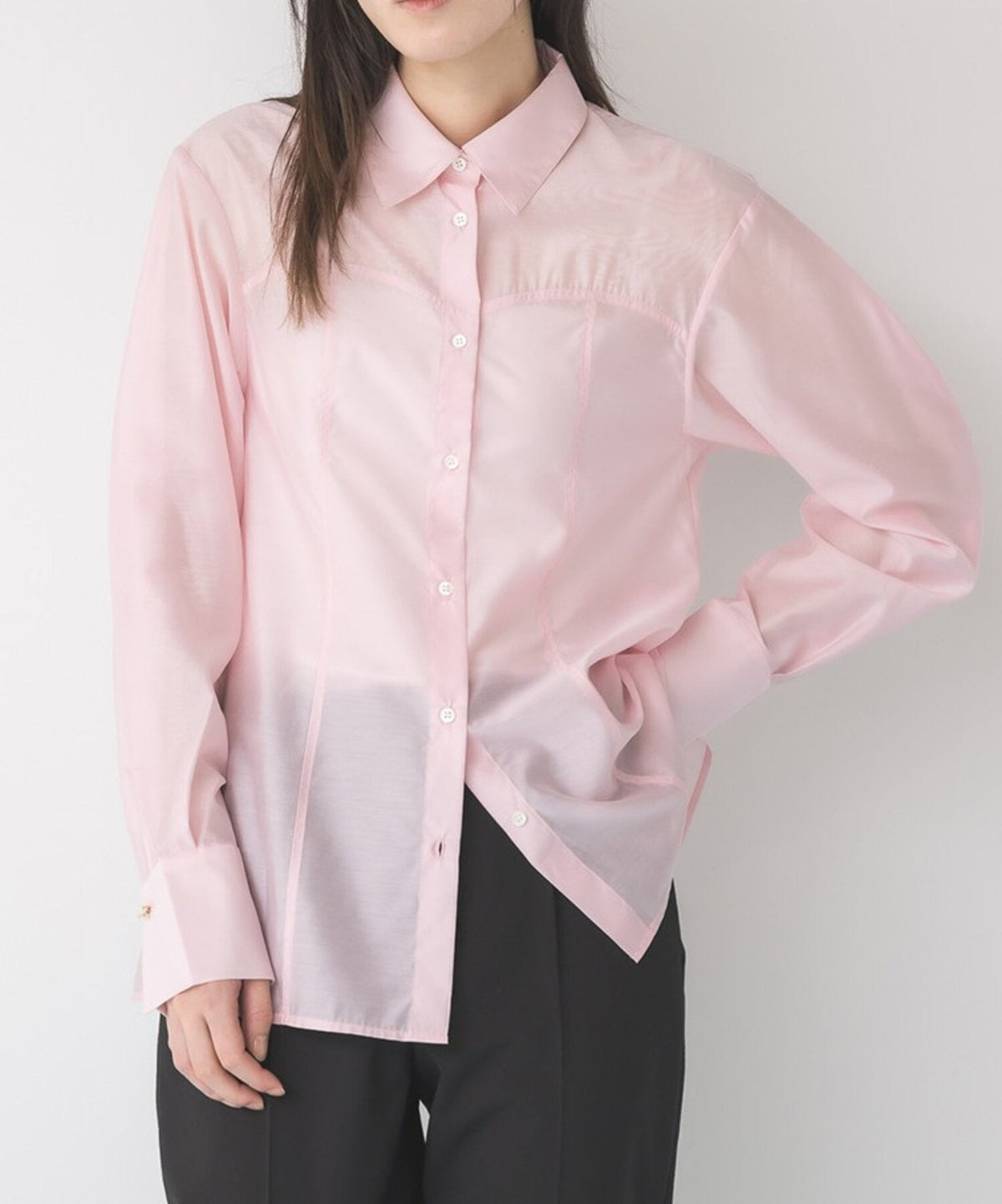 【Mewl 2027 PRE SPRING】】SHEER CURVY SHIRT - 1月中旬頃発送 - Champdelarose