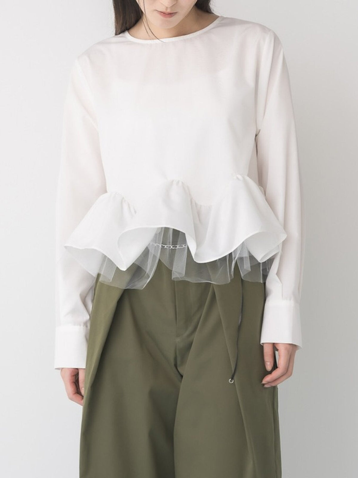 【Mewl 2027 PRE SPRING】TULLE PEPLUM BL - 1月中旬頃発送 - Champdelarose