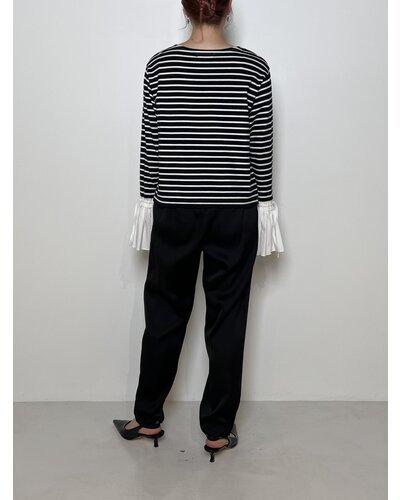 【Mewl ReSTOCK】シャツスリーブボーダーTOPS - Champdelarose