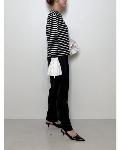 【Mewl ReSTOCK】シャツスリーブボーダーTOPS - Champdelarose