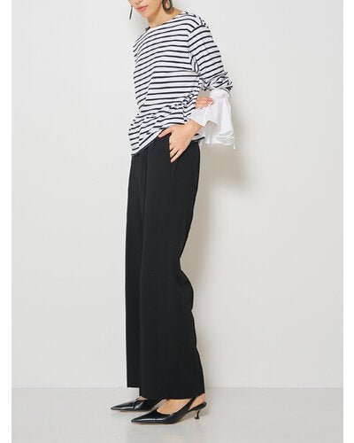 【Mewl ReSTOCK】シャツスリーブボーダーTOPS - Champdelarose