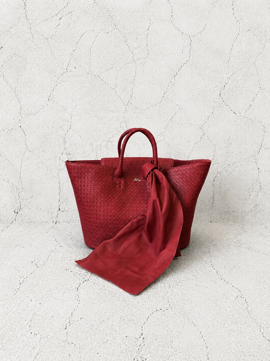 【M.U.L 2026-9】BASKET TOTE M leather stole - 編み込み型押し - Champdelarose