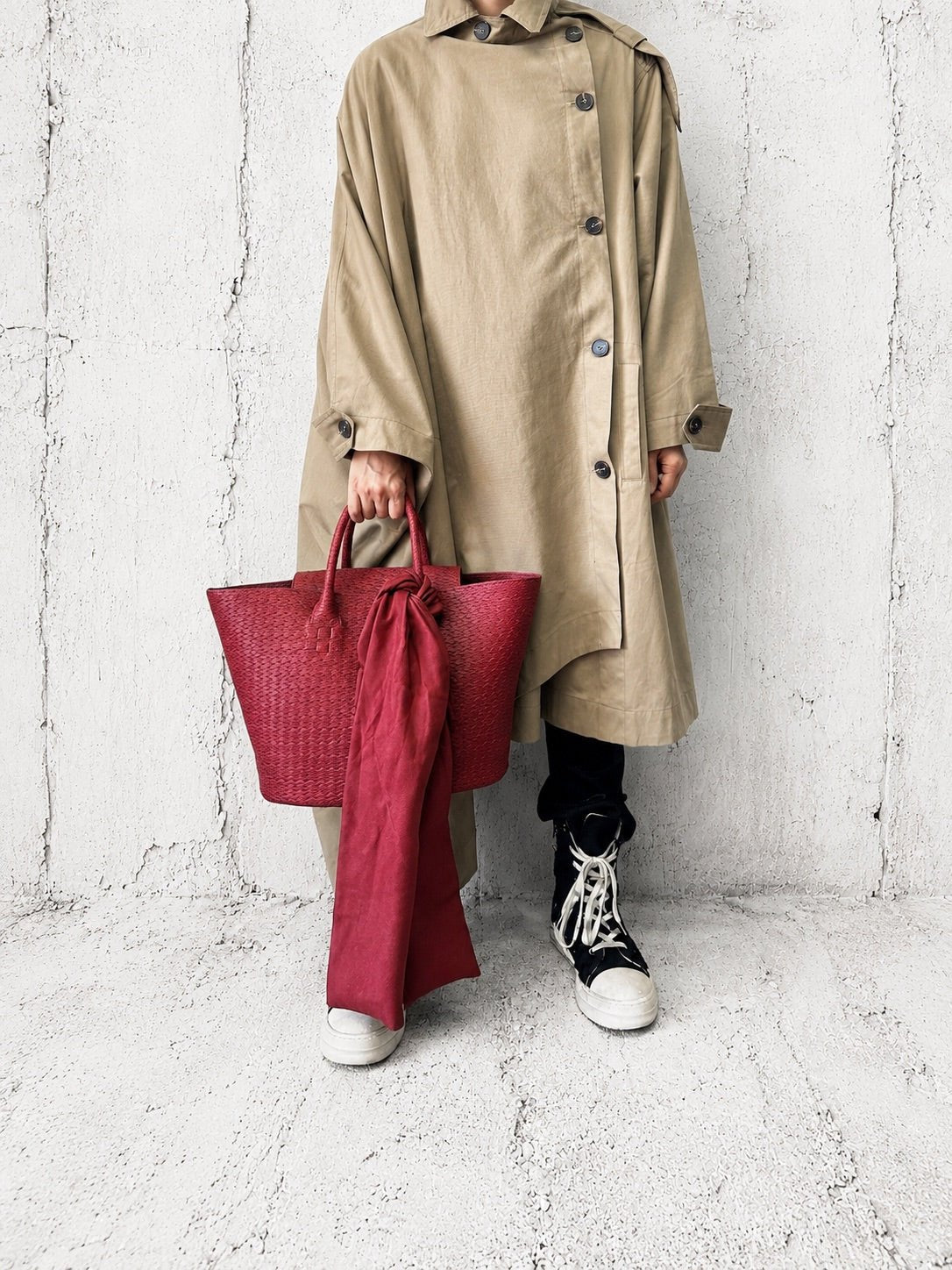 【M.U.L 2026-9】BASKET TOTE M leather stole - 編み込み型押し - Champdelarose