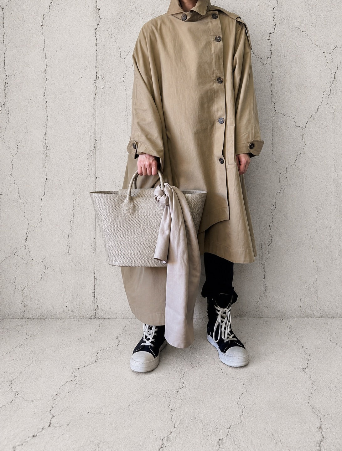 【M.U.L 2026-9】BASKET TOTE M leather stole - 編み込み型押し - Champdelarose
