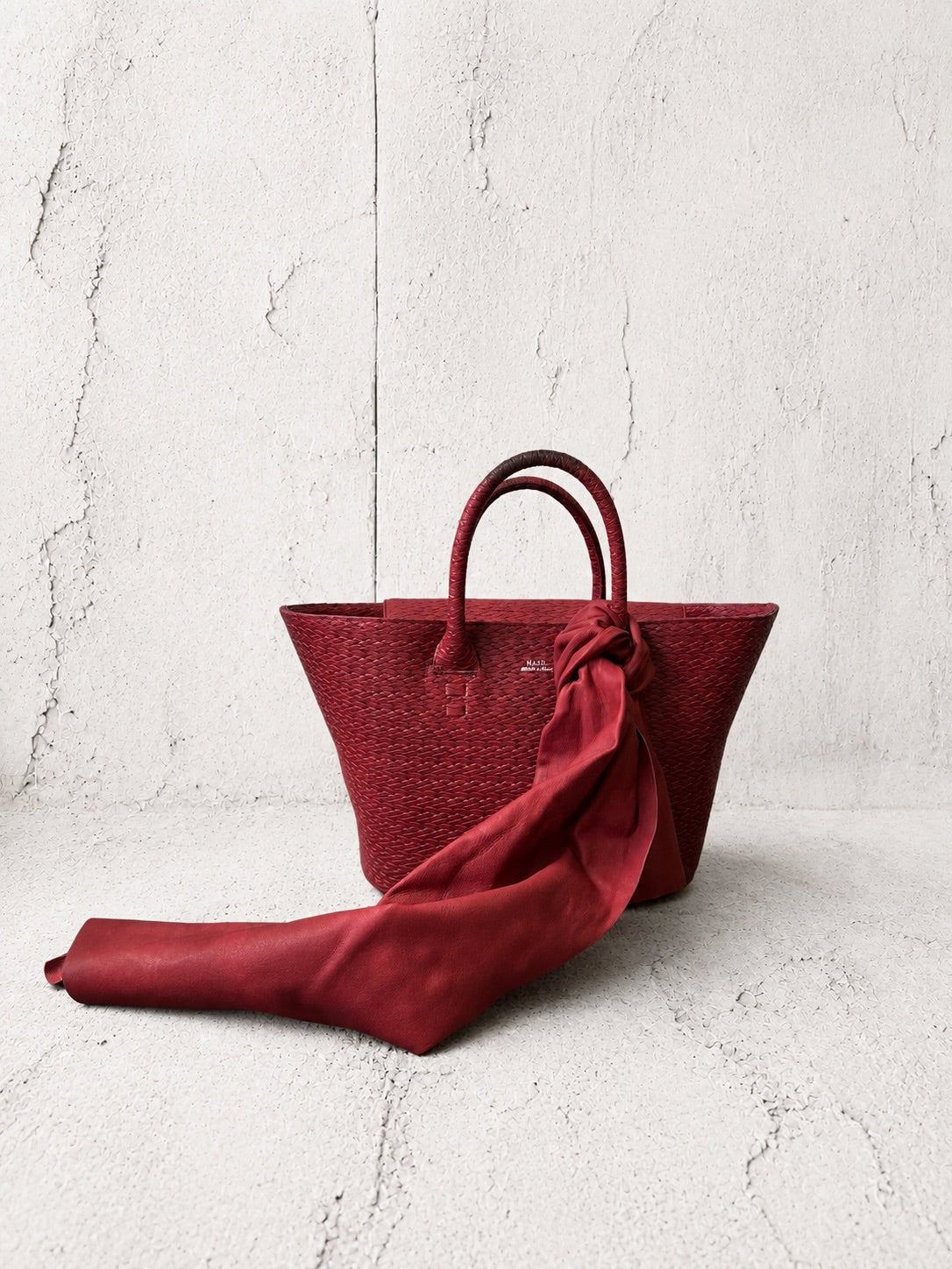 【M.U.L 2026-9】BASKET TOTE S leather stole - 編み込み型押し - Champdelarose