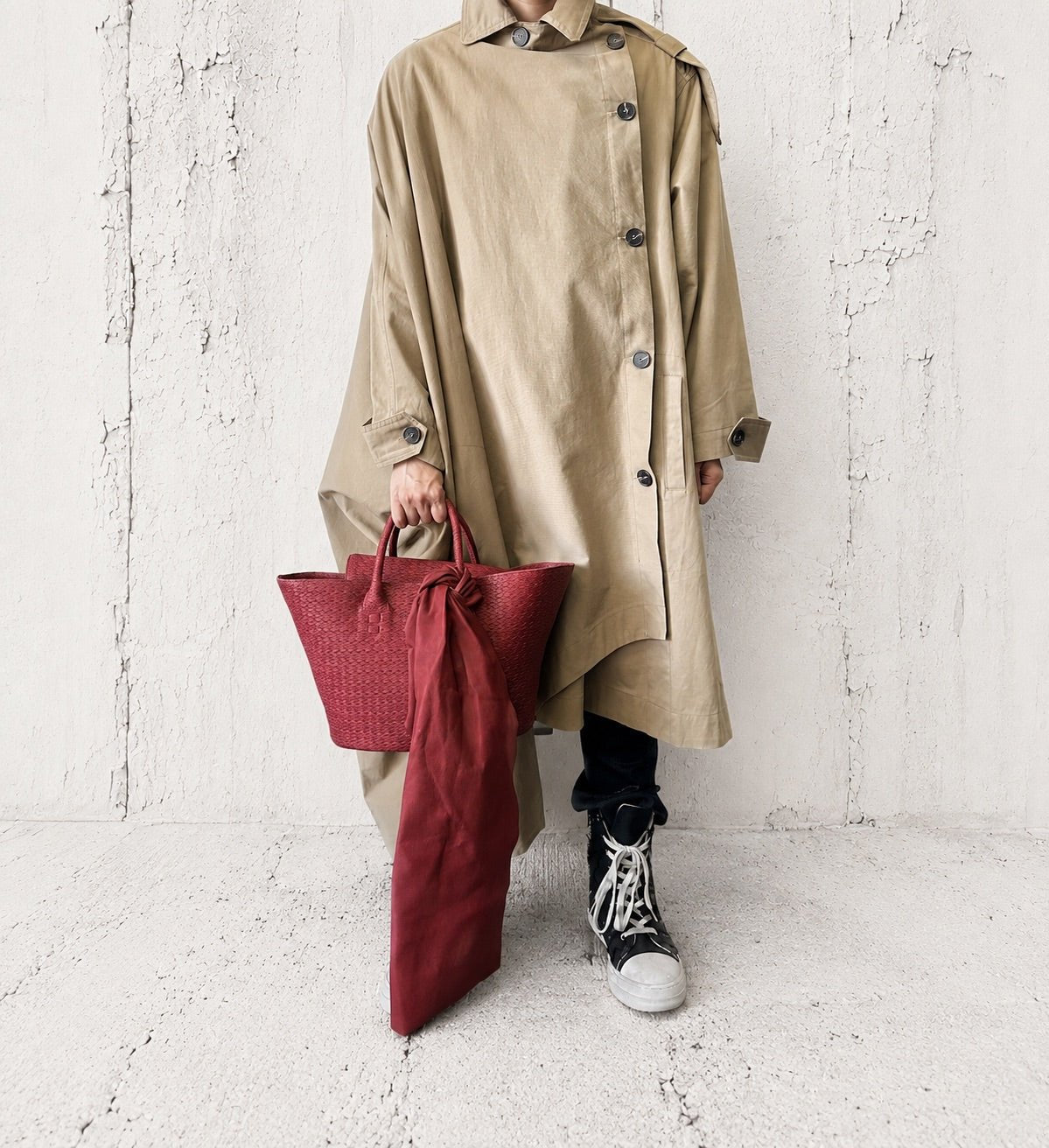 【M.U.L 2026-9】BASKET TOTE S leather stole - 編み込み型押し - Champdelarose