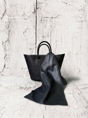 【M.U.L 2026-9】BASKET TOTE S leather stole - 編み込み型押し - Champdelarose