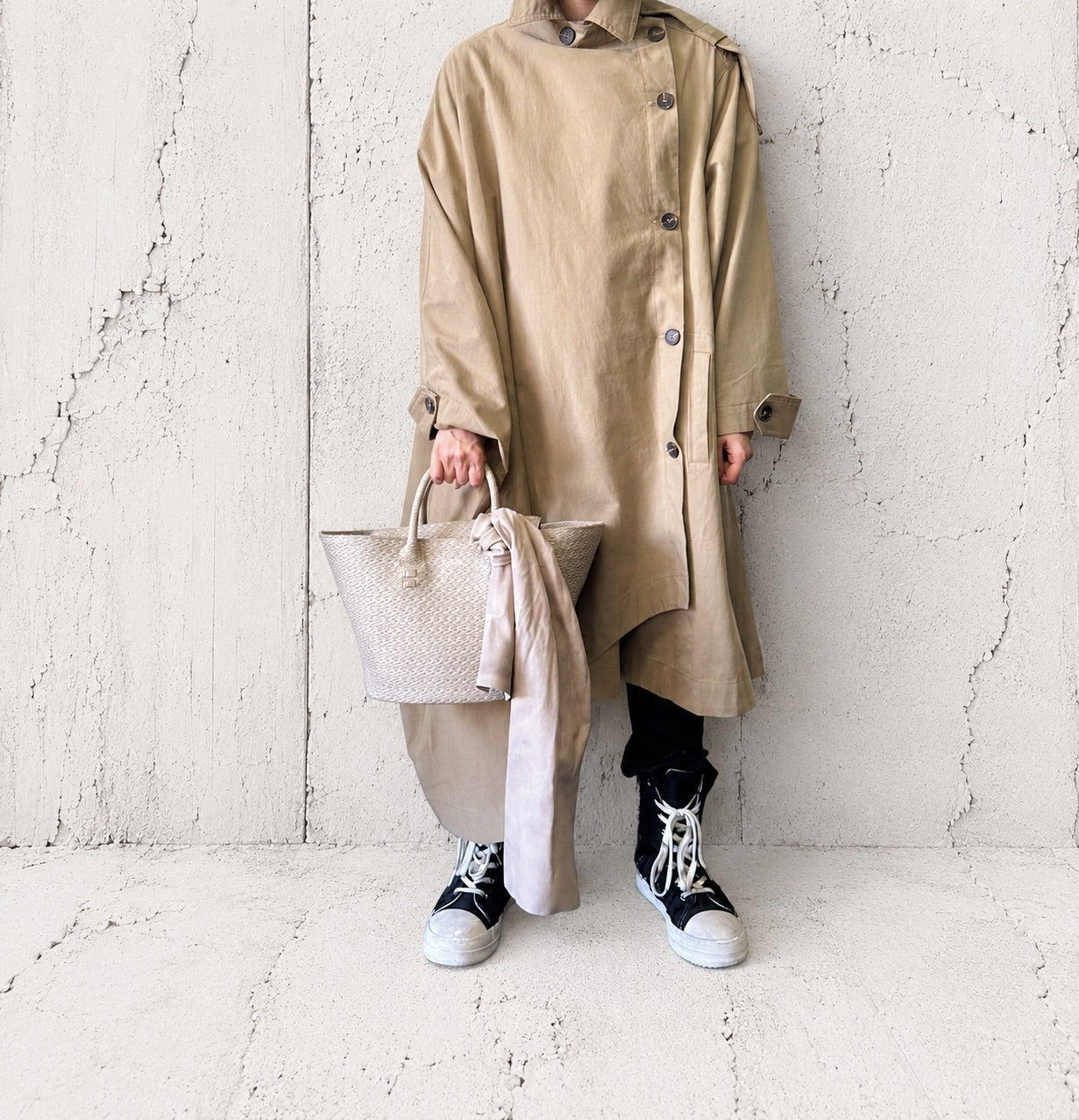 【M.U.L 2026-9】BASKET TOTE S leather stole - 編み込み型押し - Champdelarose