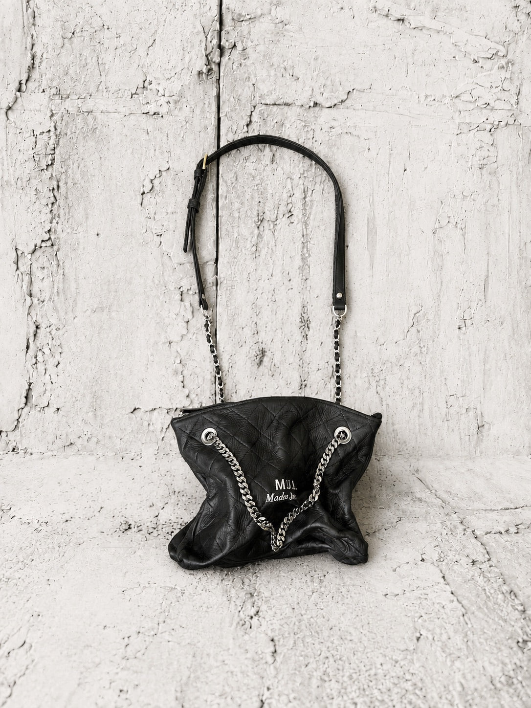 【M.U.L 2026-9】LAYER CHAIN SHOULDER BAG M - Black キルティング型押し - Champdelarose