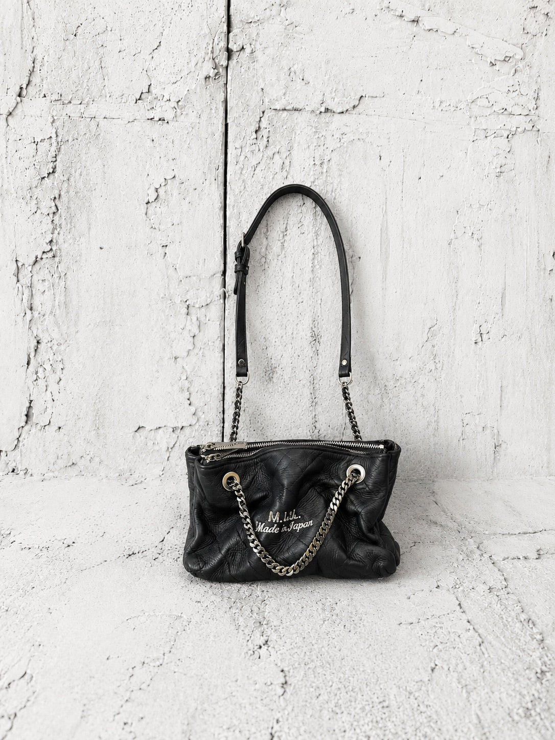 【M.U.L 2026-9】LAYER CHAIN SHOULDER BAG S - Black キルティング型押し - Champdelarose