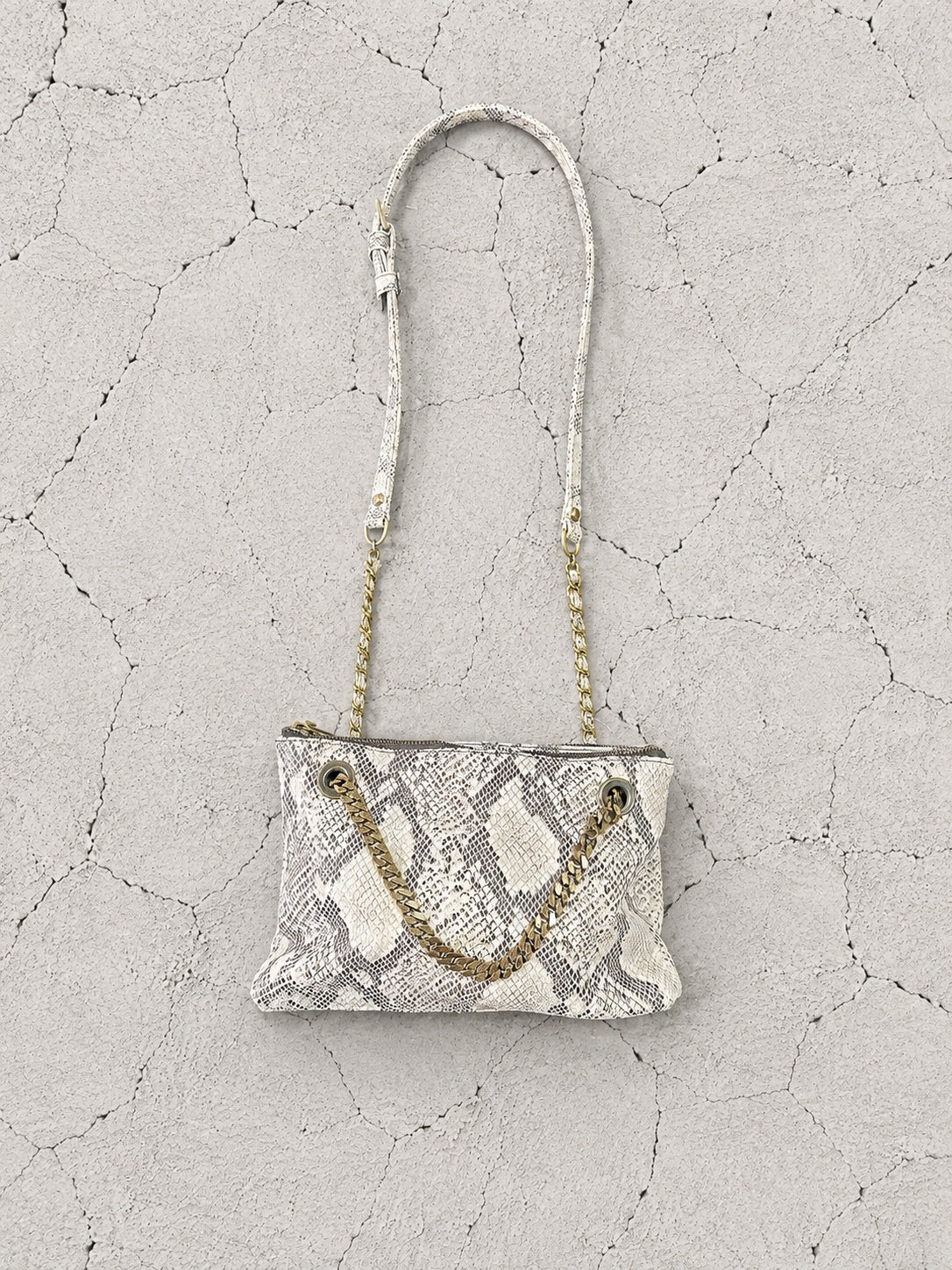 【M.U.L 2026-9】LAYER CHAIN SHOULDER BAG S - 転写Python 洗い加工 - Champdelarose