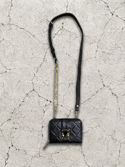 【M.U.L 2026-9】LOCK LINE HALF ROUND WALLET SHOULDER - Black キルティング型押し - Champdelarose