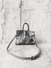 【M.U.L 2026-9】SQUARE TOTE S - 転写Python 洗い加工 - Champdelarose