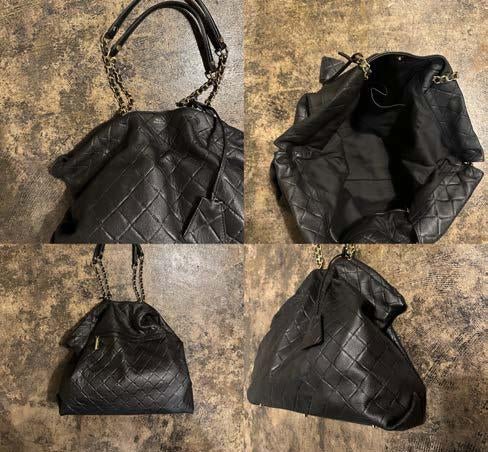 【M.U.L. 2026.3】BENT TOTE M CHAIN - BLACK QUILTING EMBOSS SERIES - Champdelarose
