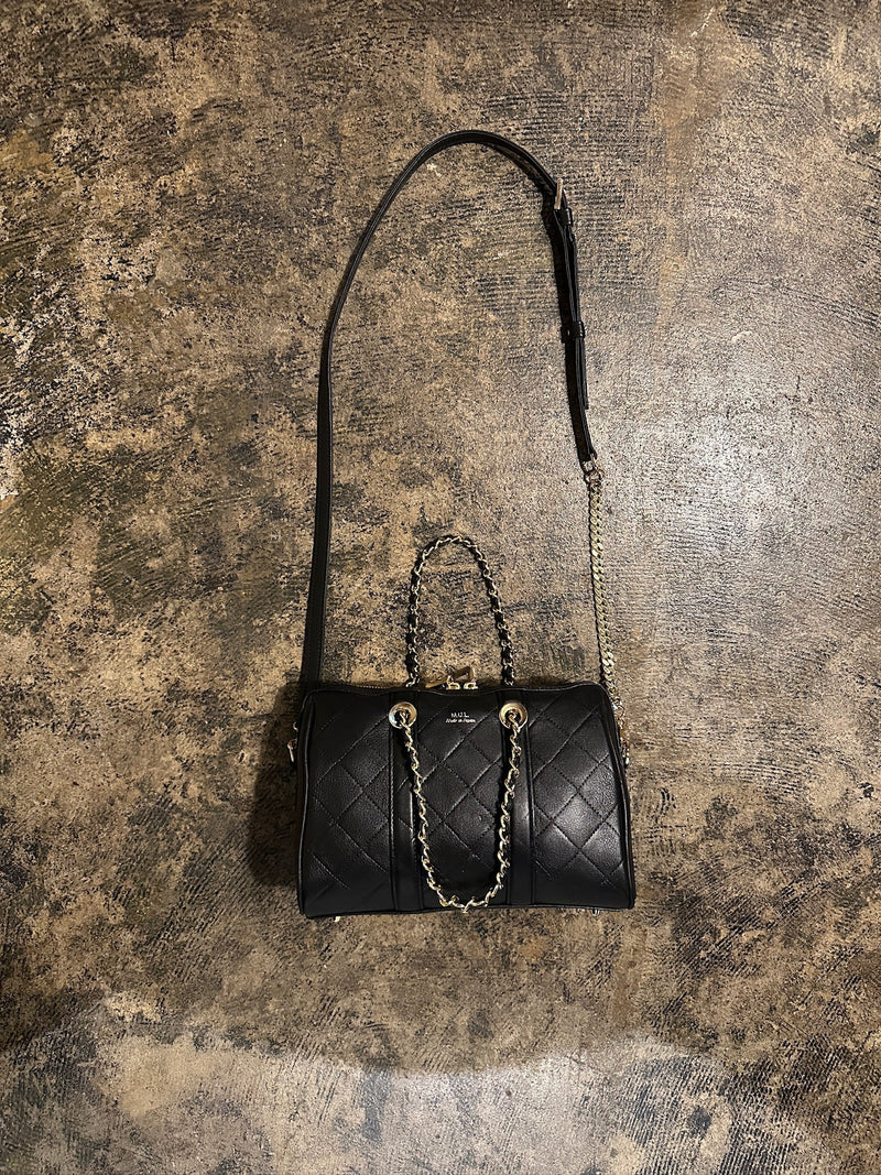 【M.U.L. 2026.3】CHAIN BOSTON BAG - BLACK QUILTING EMBOSS SERIES - Champdelarose