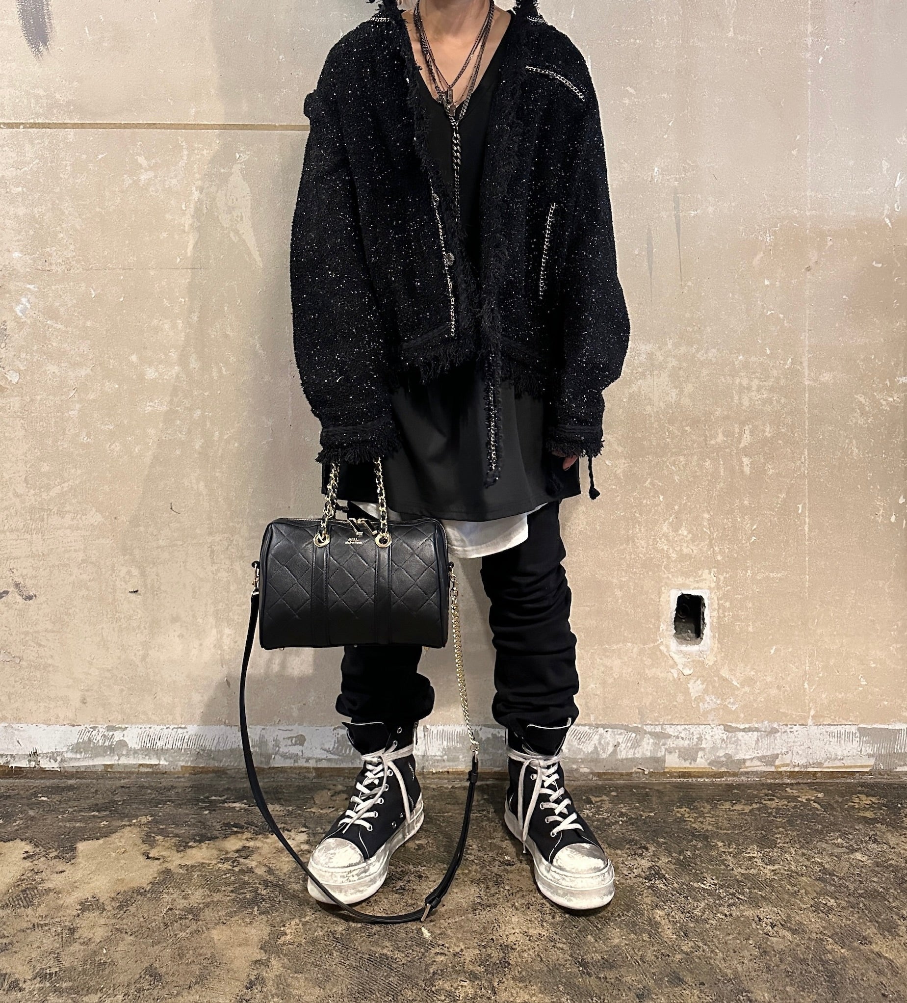 【M.U.L. 2026.3】CHAIN BOSTON BAG - BLACK QUILTING EMBOSS SERIES - Champdelarose