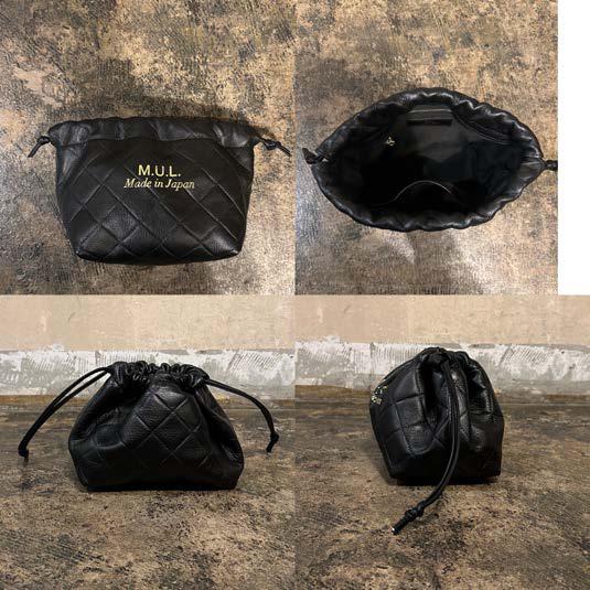 【M.U.L. 2026.3】KINCHAKU POUCH - BLACK QUILTING EMBOSS SERIES - Champdelarose