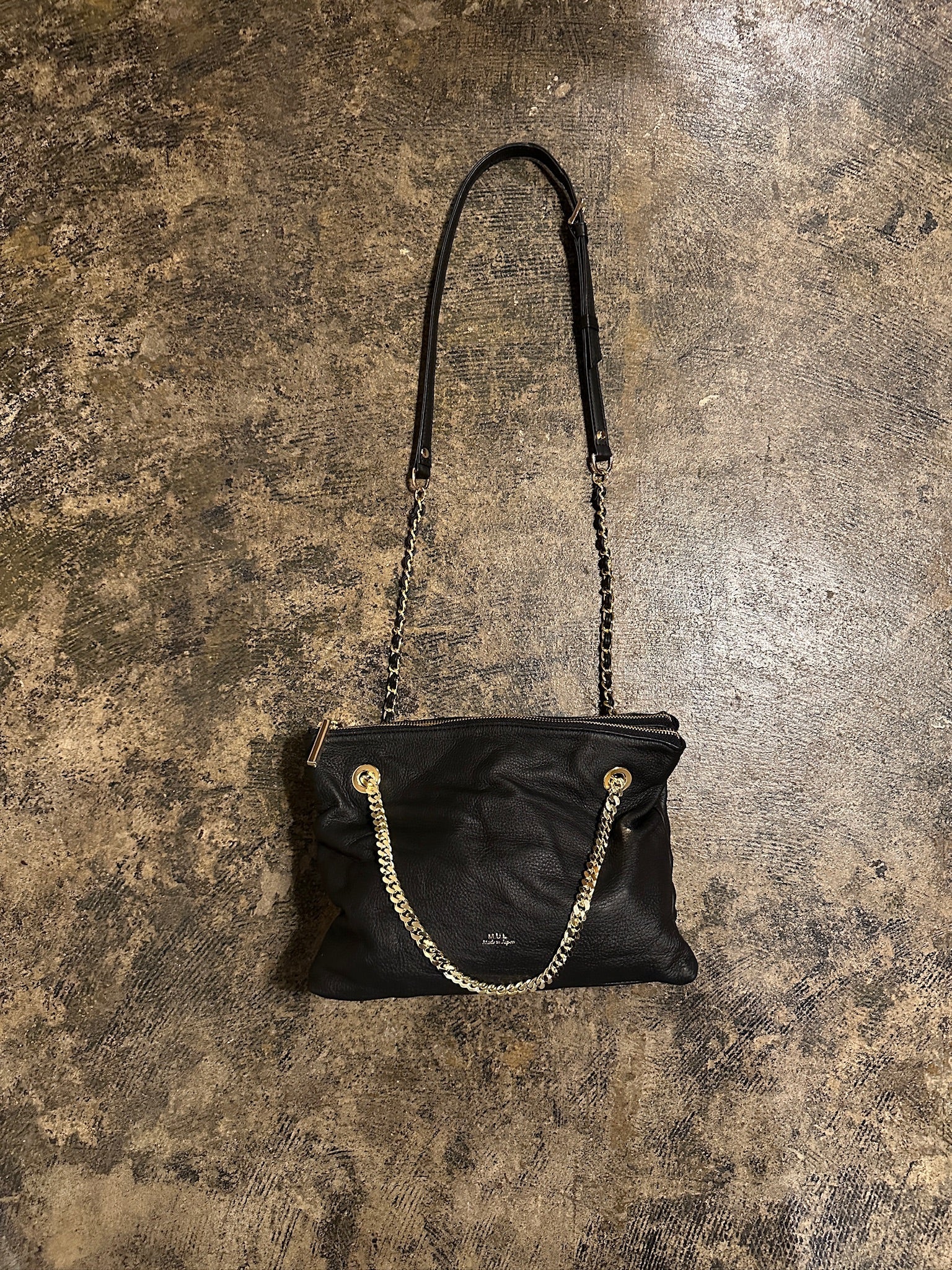 【M.U.L. 2026.3】LAYER CHAIN SHOULDER BAG M - BLACK WASHED - Champdelarose
