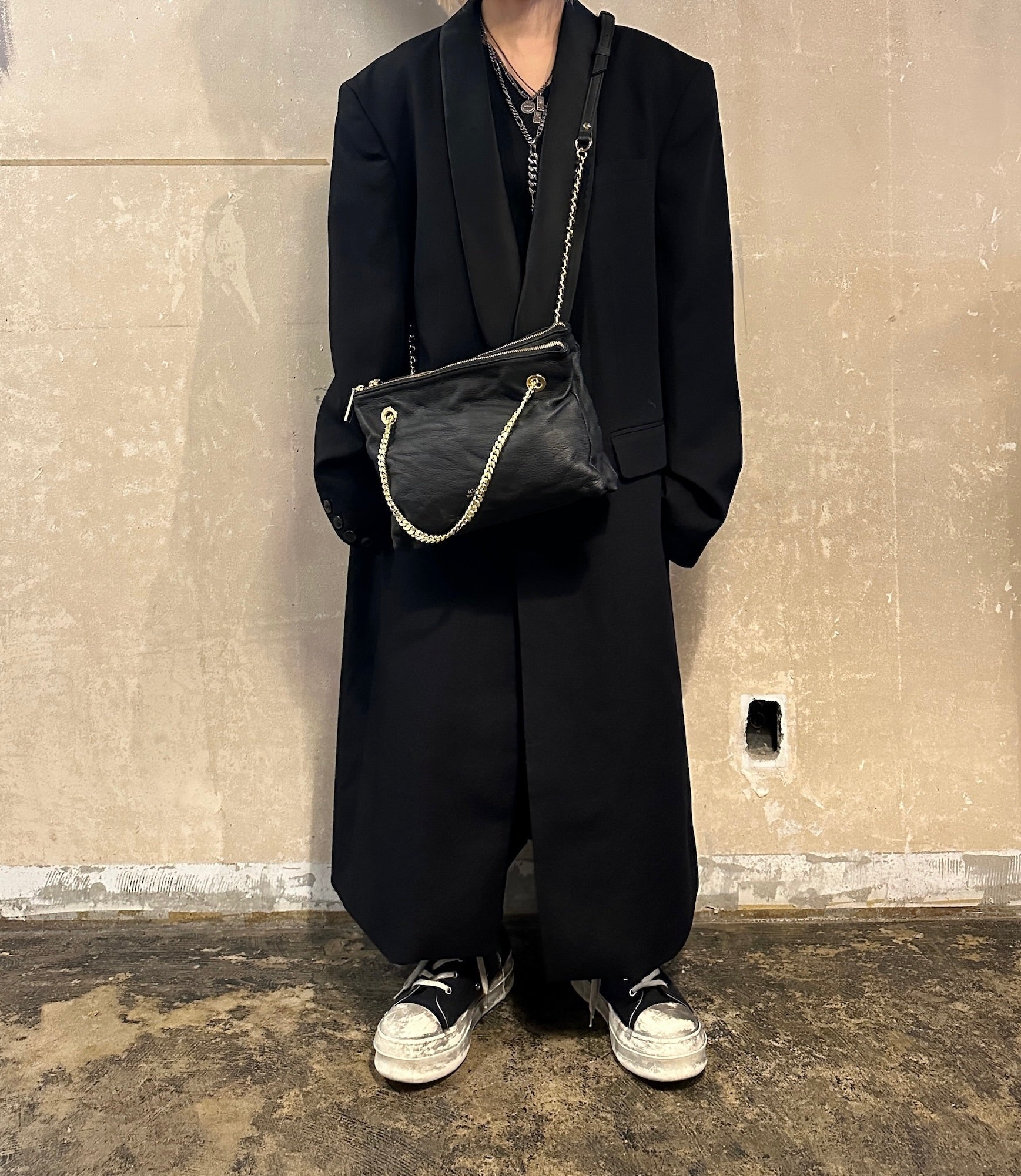 【M.U.L. 2026.3】LAYER CHAIN SHOULDER BAG M - BLACK WASHED - Champdelarose