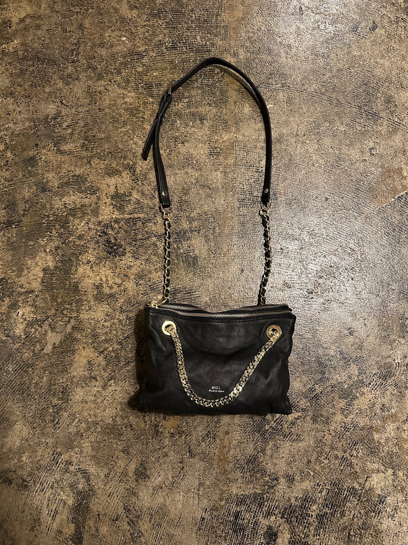 【M.U.L. 2026.3】LAYER CHAIN SHOULDER BAG S - BLACK WASHED - Champdelarose
