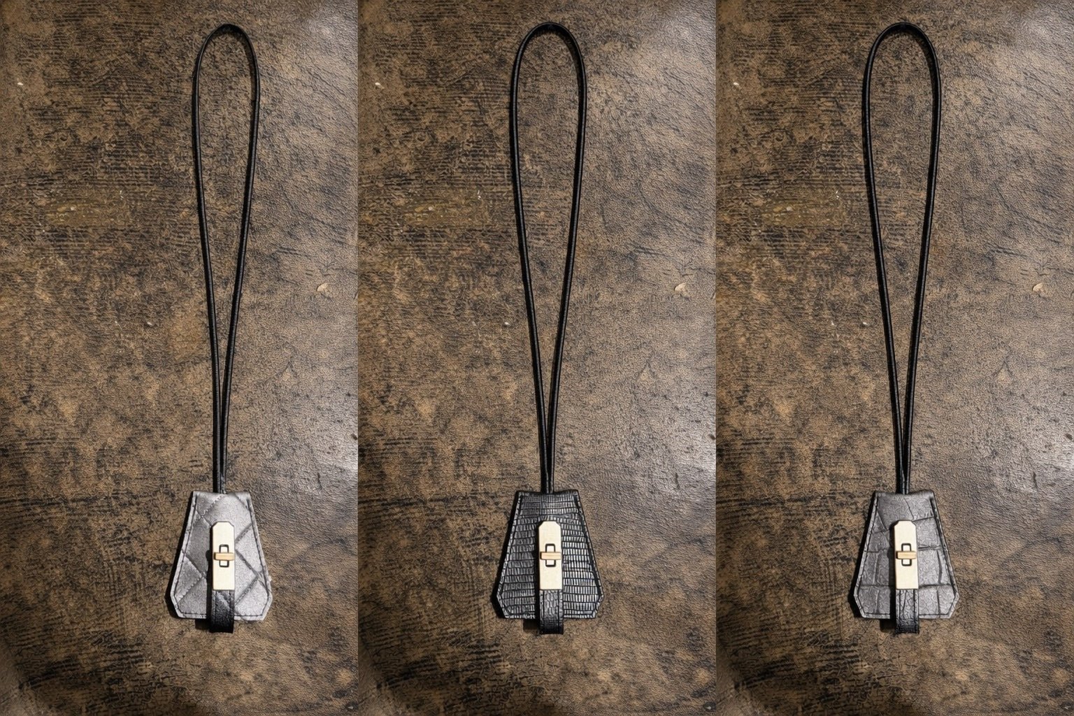 【M.U.L. 2026.3】LEATHER KEY NECKLACE - BLACK SILVER COATING - Champdelarose