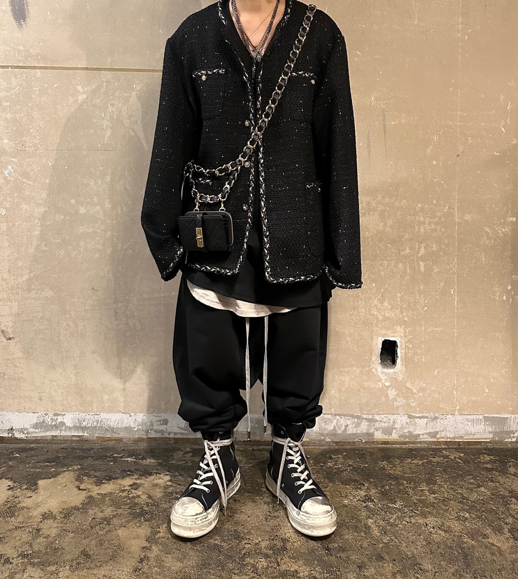 【M.U.L. 2026.3】MINI WALLET BIG CHAIN - BLACK QUILTING EMBOSS SERIES - Champdelarose