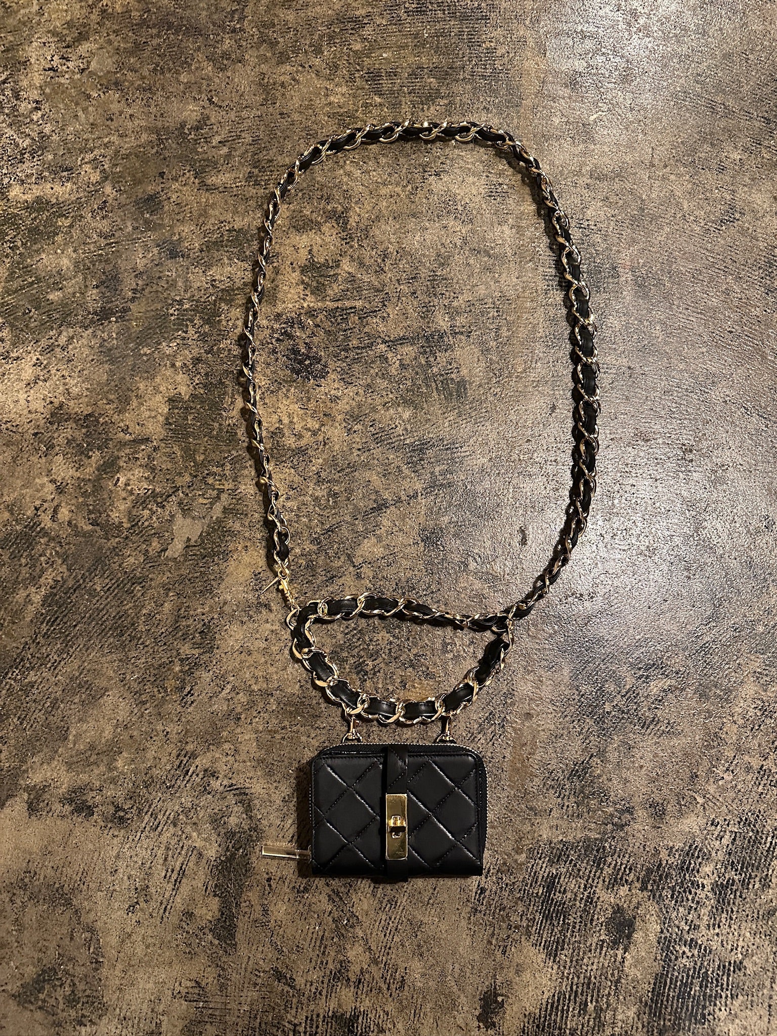 【M.U.L. 2026.3】MINI WALLET BIG CHAIN - BLACK QUILTING EMBOSS SERIES - Champdelarose