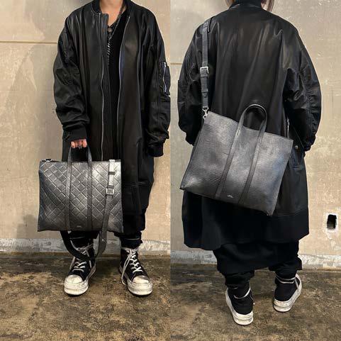 【M.U.L. 2026.3】SQUARE TOTE M - BLACK SILVER COATING - Champdelarose
