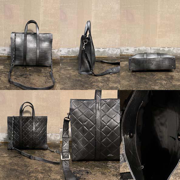 【M.U.L. 2026.3】SQUARE TOTE S - BLACK SILVER COATING - Champdelarose