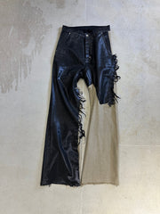 【M.U.L. Apparel Collection】BEIGE RAW EDGE COATED PANTS - Champdelarose
