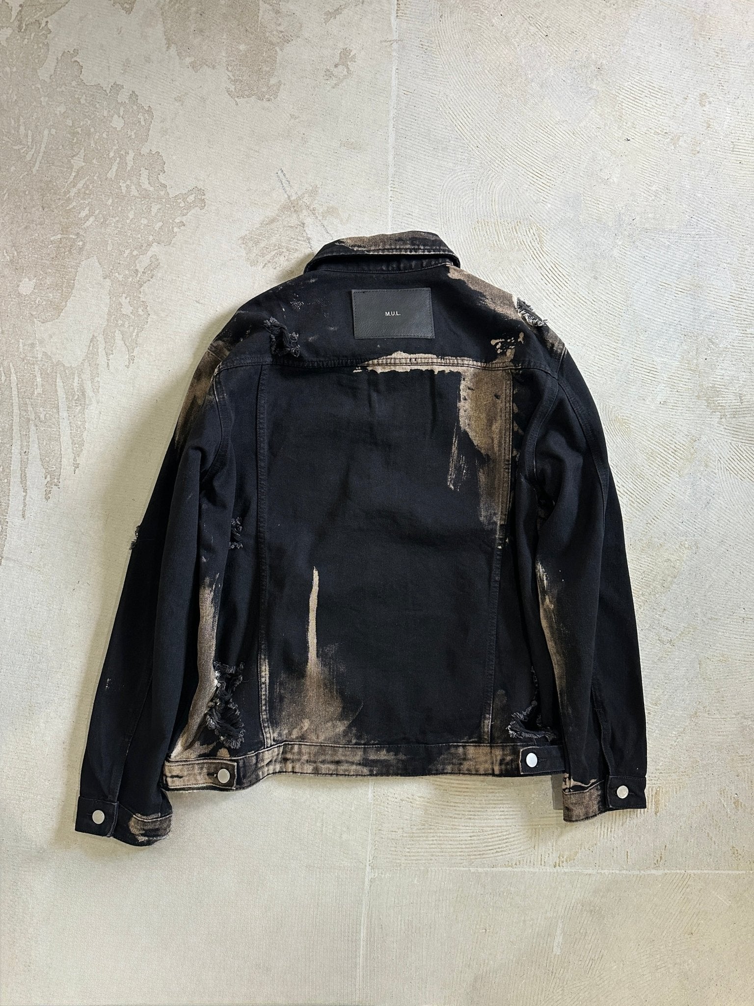 【M.U.L. Apparel Collection】脱色BLACK DENIM JACKET - Champdelarose