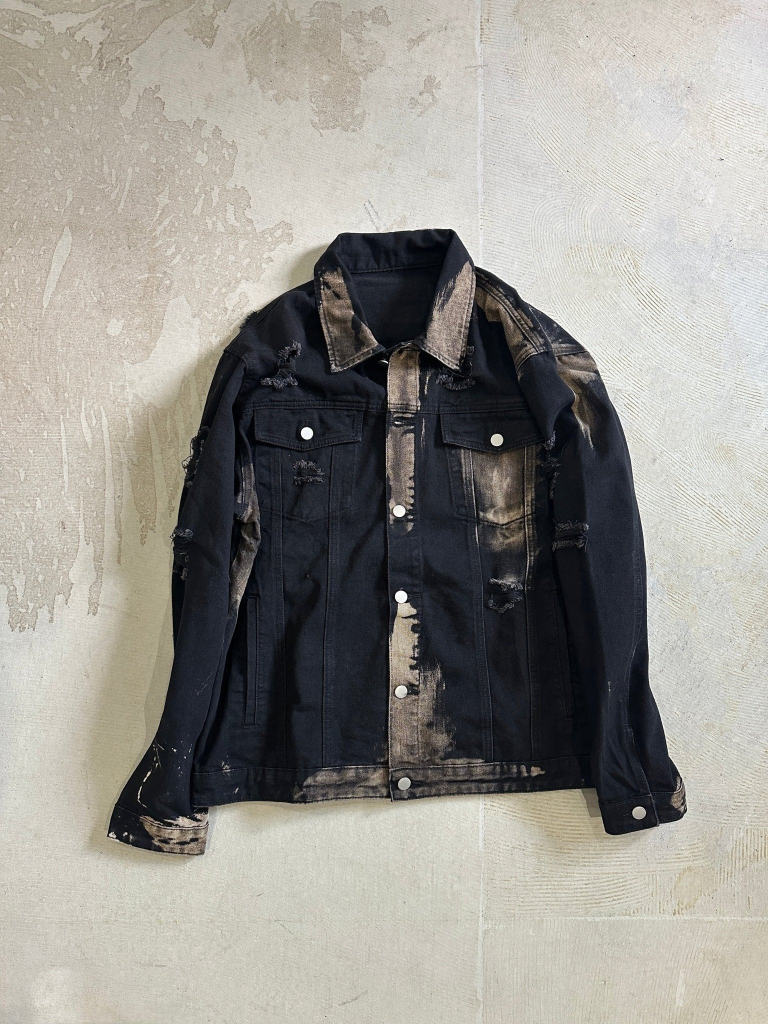 【M.U.L. Apparel Collection】脱色BLACK DENIM JACKET - Champdelarose