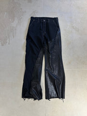 【M.U.L. Apparel Collection】BLACK RAW EDGE COATED PANTS - Champdelarose