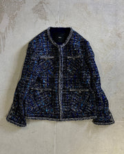【M.U.L. Apparel Collection】BLUE TWEED JACKET - Champdelarose
