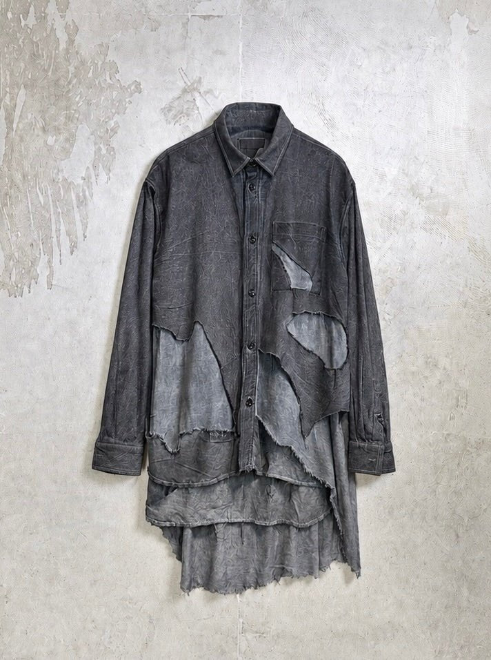 【M.U.L. Apparel Collection】BROKEN LAYER LONG SHIRT - Champdelarose
