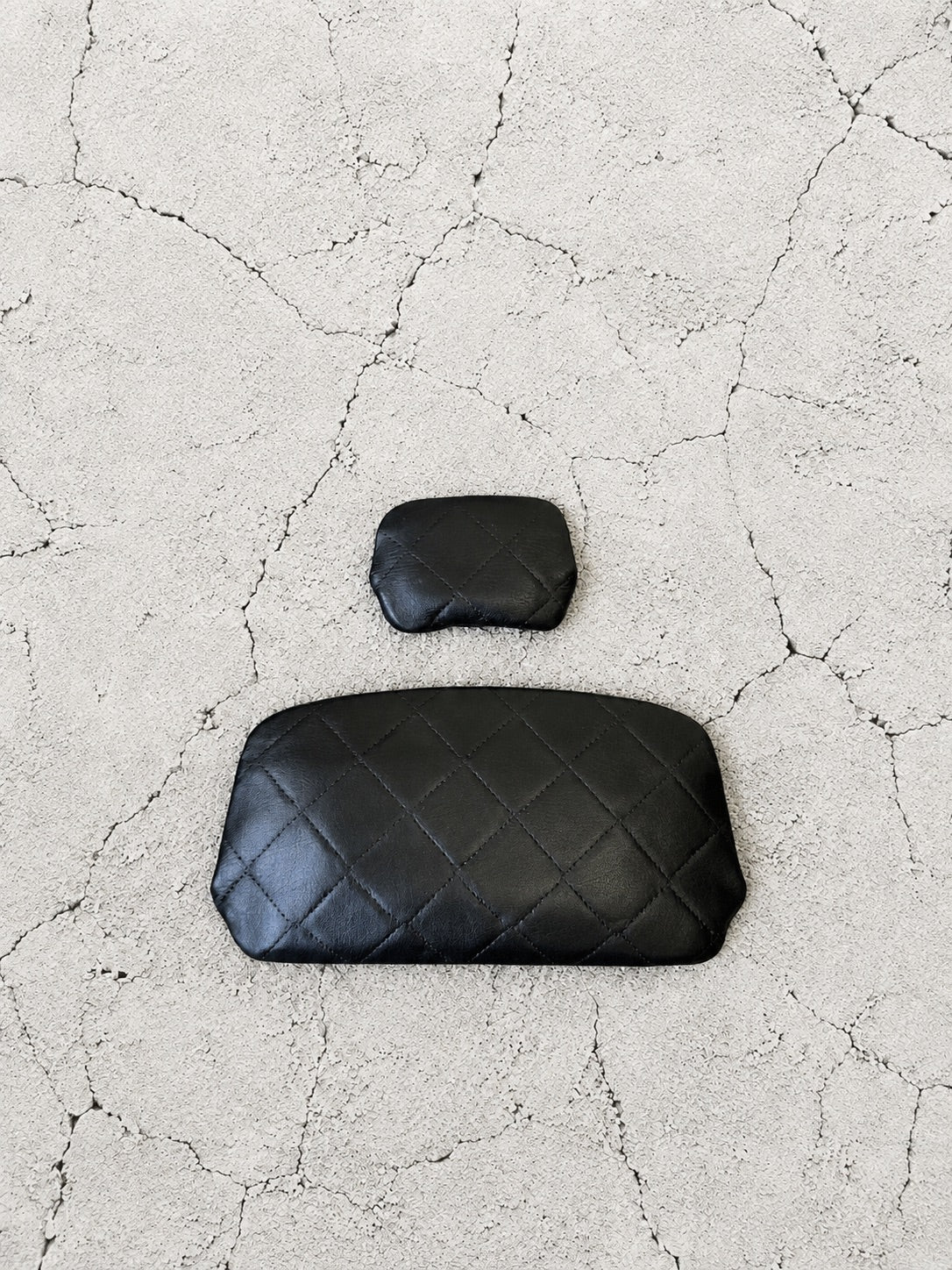 【M.U.L GAMAGUCHI】GAMAGUCHI WALLET SET - Black キルティング型押し - Champdelarose