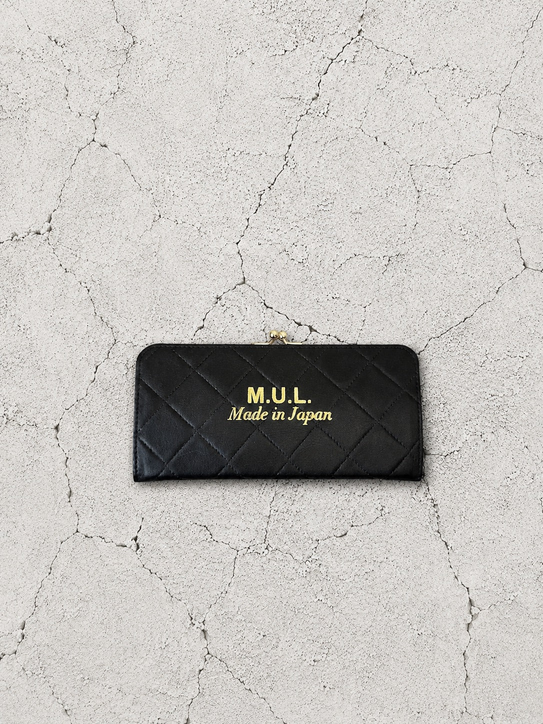 【M.U.L GAMAGUCHI】TWIN ORB LONG WALLET - Black キルティング型押し - Champdelarose