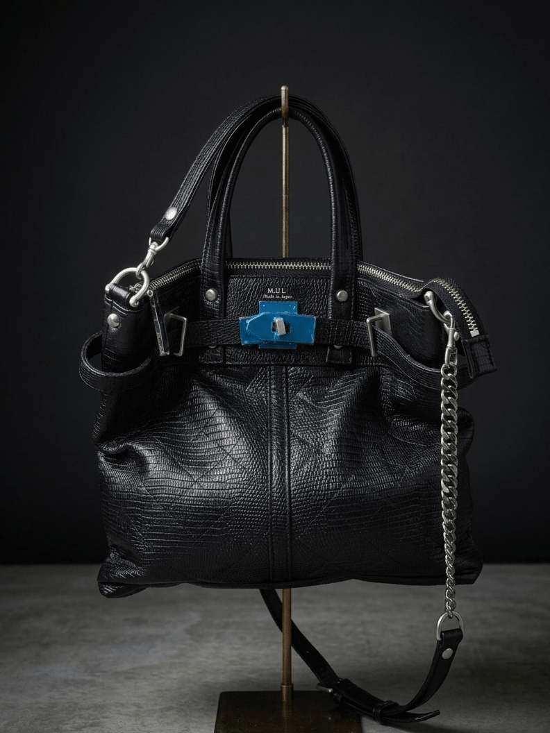 【M.U.L.】ヘルメットバックS チェーンショルダー リザード×キルティング型押し - Champdelarose