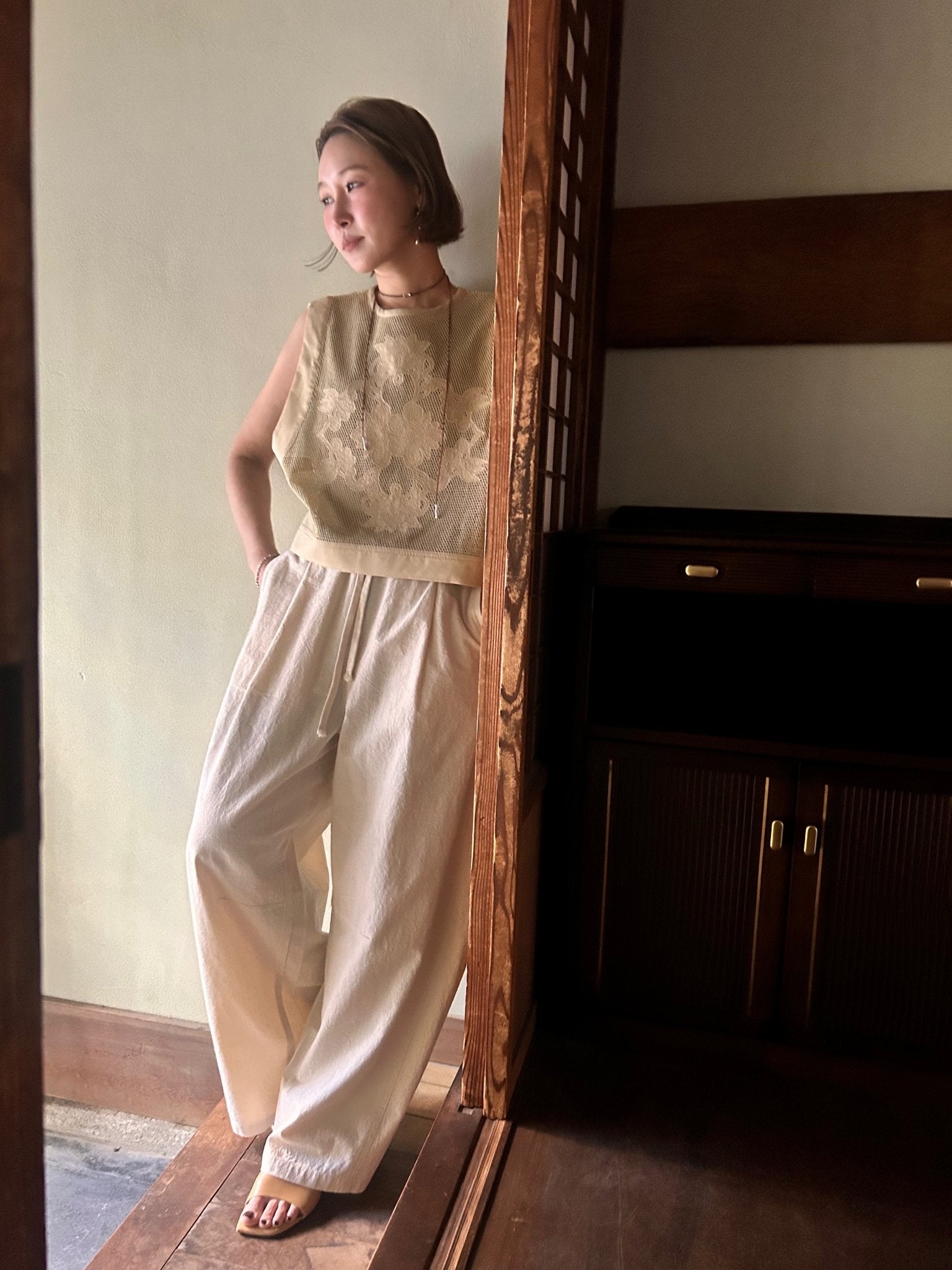 【PRIORITY 2026 late summer】アイレットレースメッシュタンク - Champdelarose