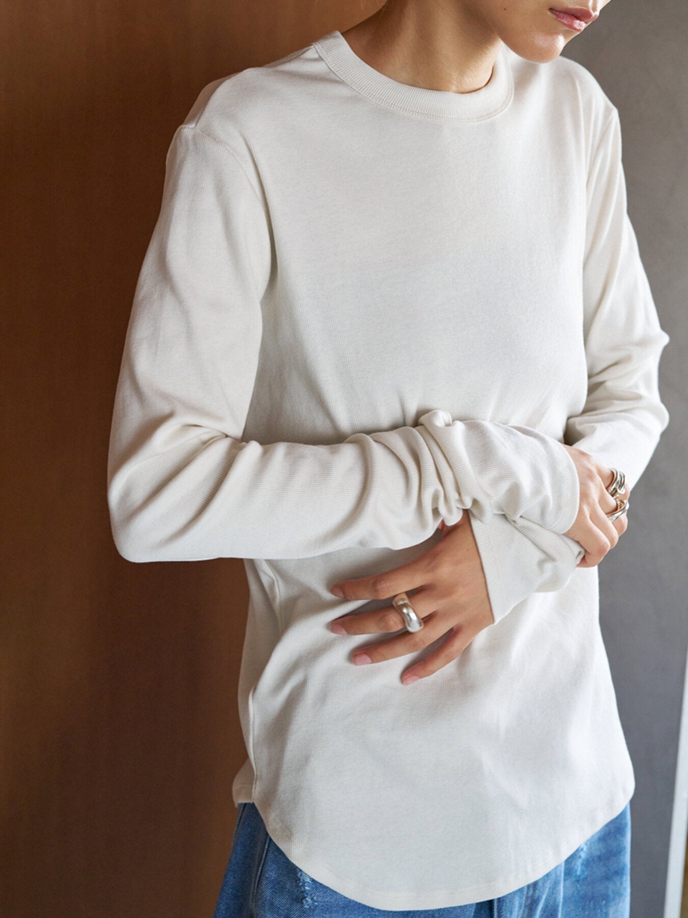 Restock！【YENN 2026 SPRING】COTTON RIB LONG TEE - Champdelarose