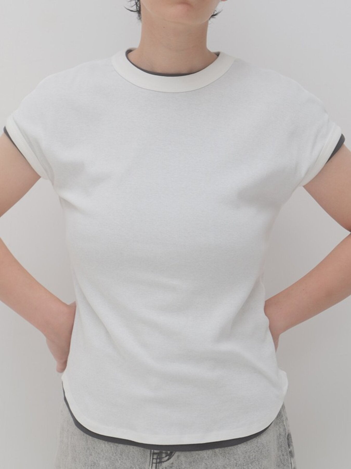 Restock！【YENN 2026 SPRING】SHORT SLEEVE RIB TEE - Champdelarose