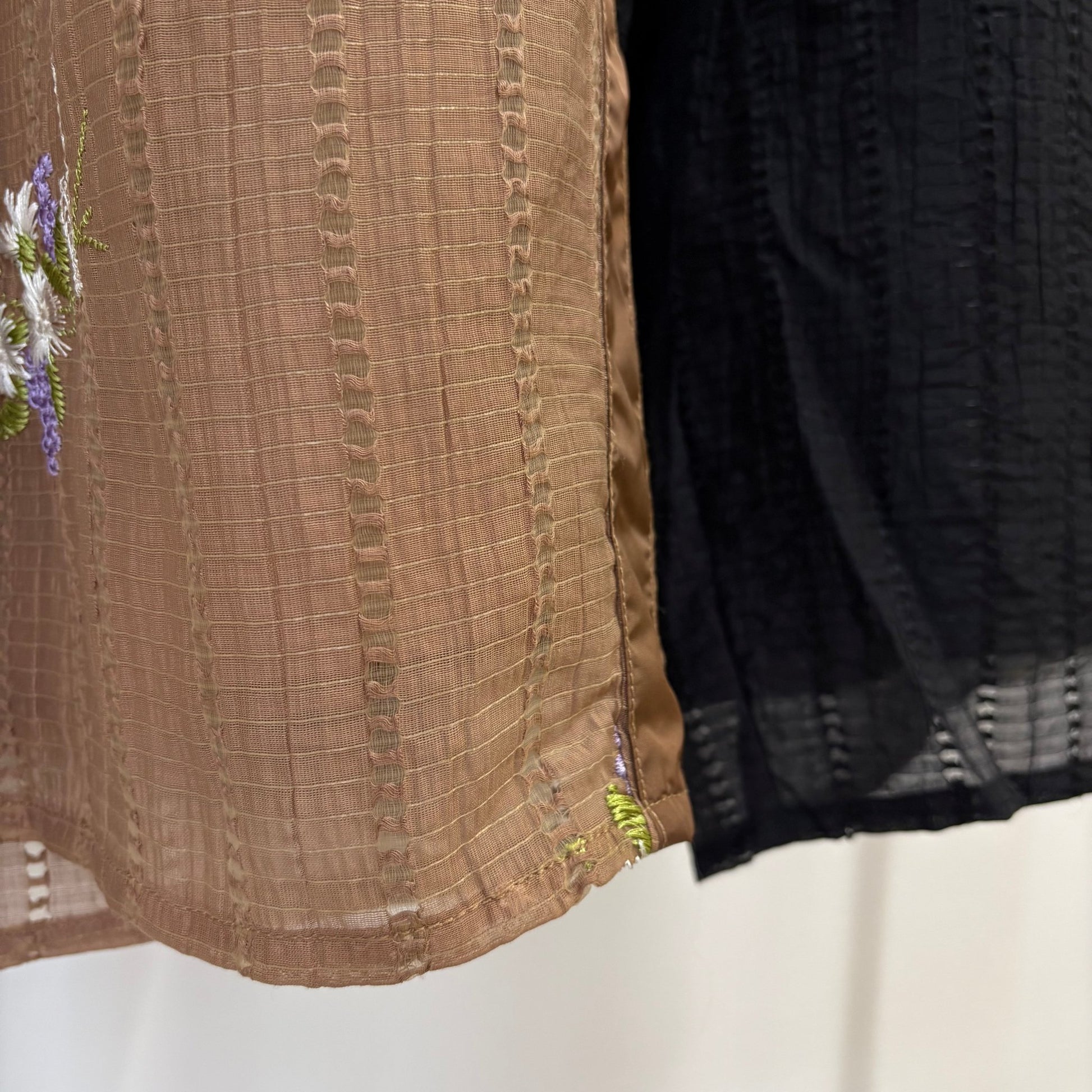 【SELECT】フラワー刺繡ワッシャーパンツ - Champdelarose