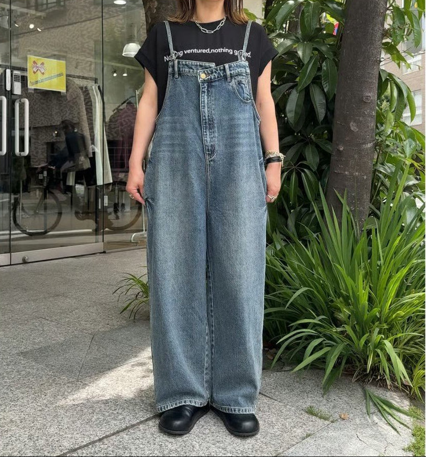 【select】フロントアシンメトリーデニムオールインワン - Champdelarose